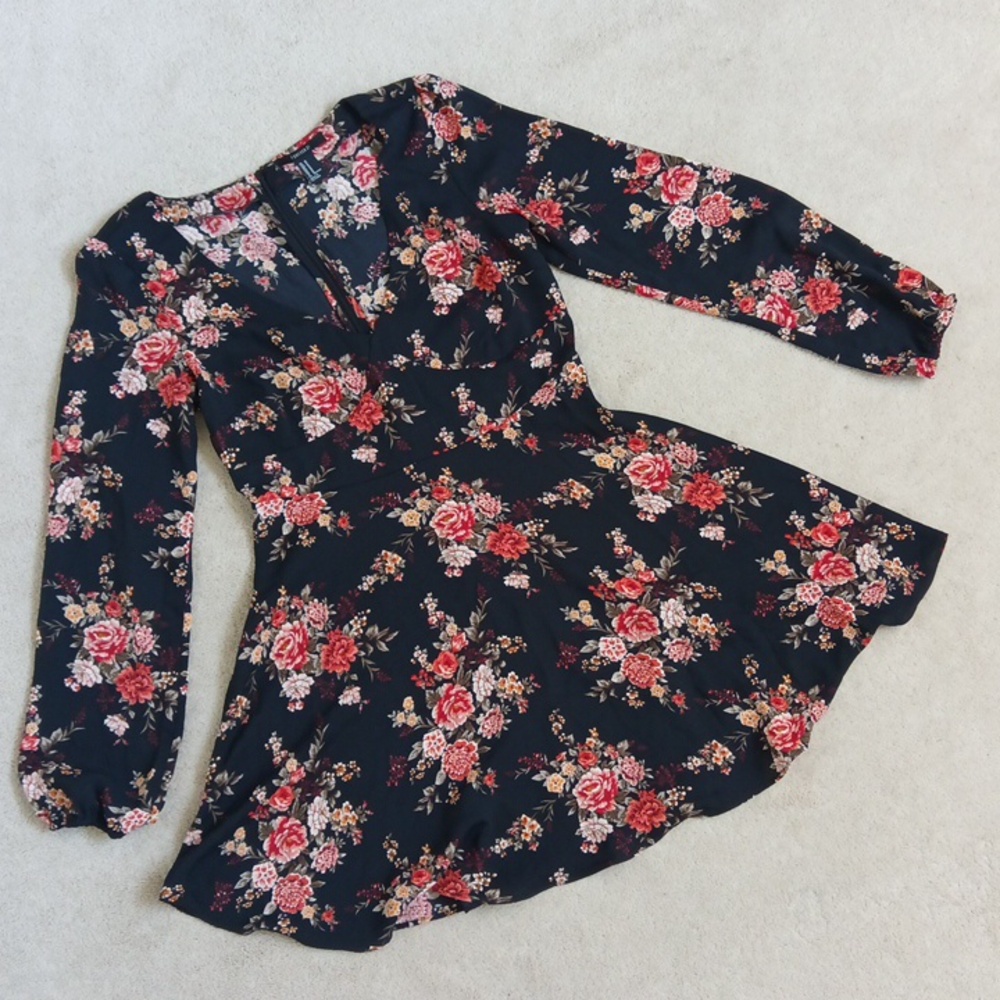 Ptp18" Forever 21 Floral Print Long Sleeve Sundress